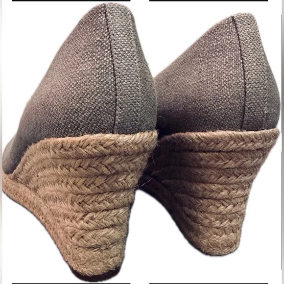 JCREW Seville Espadrille Wedge in Metallic Grey Canvas Jute Heel Shoe Womens- 7 - Picture 5 of 7